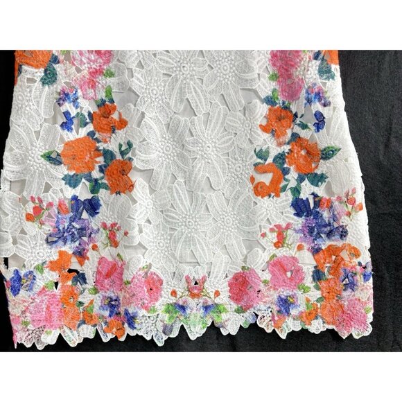 FERATELLI Women Lace Tunic Eyelet Sleeveless Knee Length Floral Sz L White 61-6 - Picture 4 of 15